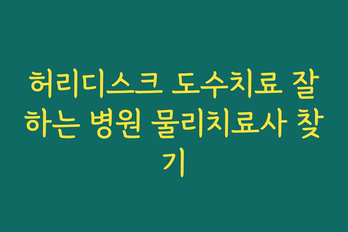 허리디스크 도수치료 잘하는 병원 물리치료사 찾기 허리디스크 도수치료 잘하는 병원 물리치료사 찾기