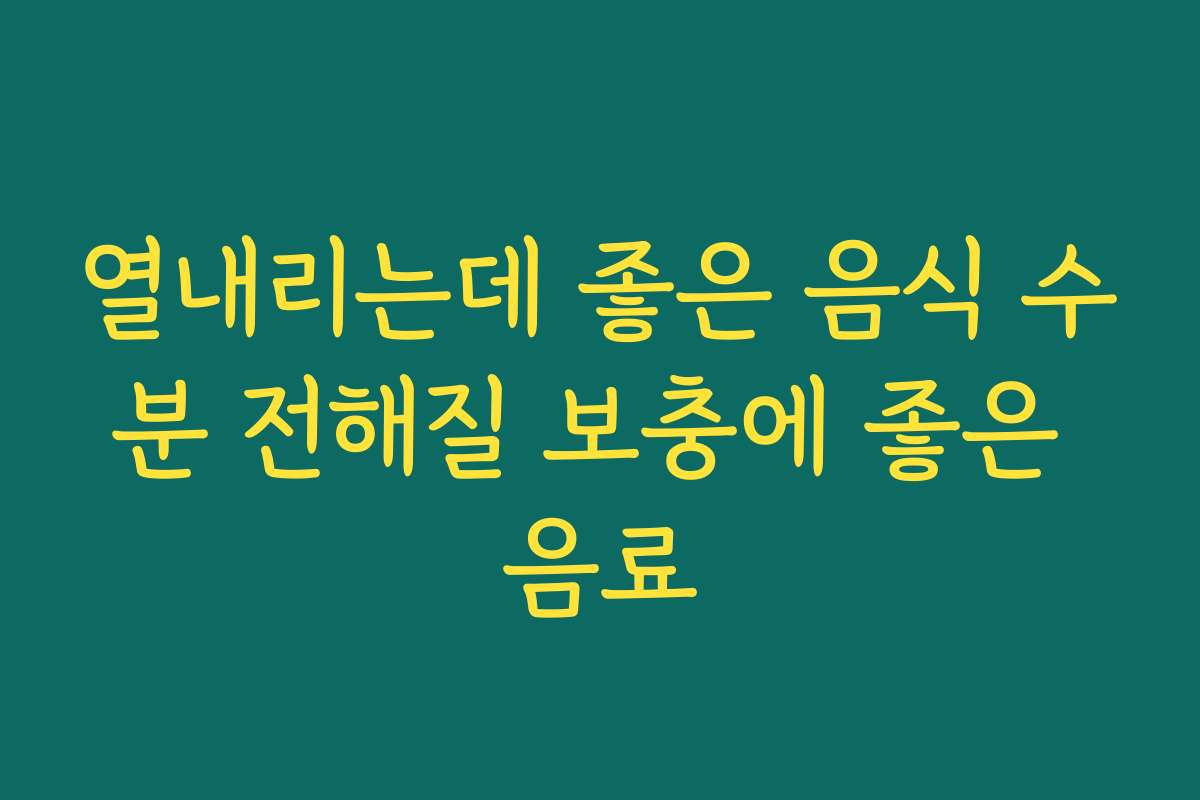 열내리는데 좋은 음식 수분 전해질 보충에 좋은 음료