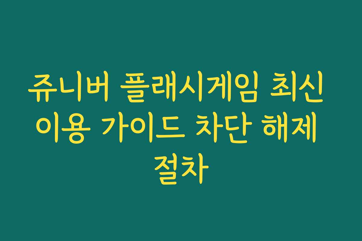 쥬니버 플래시게임 최신 이용 가이드 차단 해제 절차