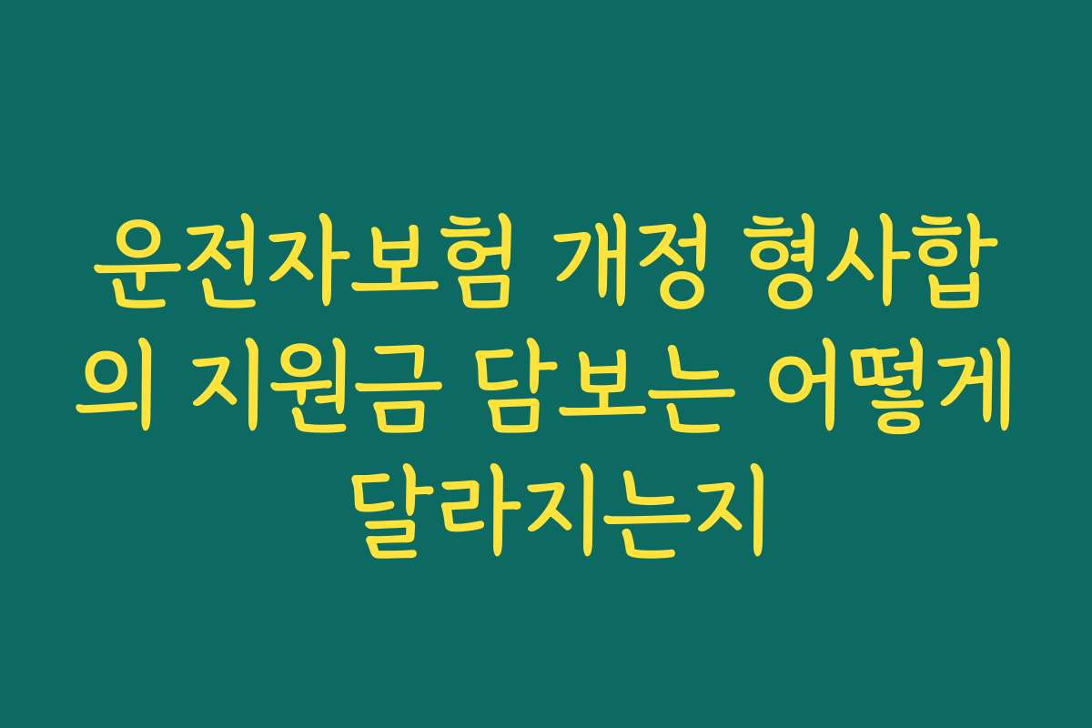 운전자보험 개정 형사합의 지원금 담보는 어떻게 달라지는지 운전자보험 개정 형사합의 지원금 담보는 어떻게 달라지는지