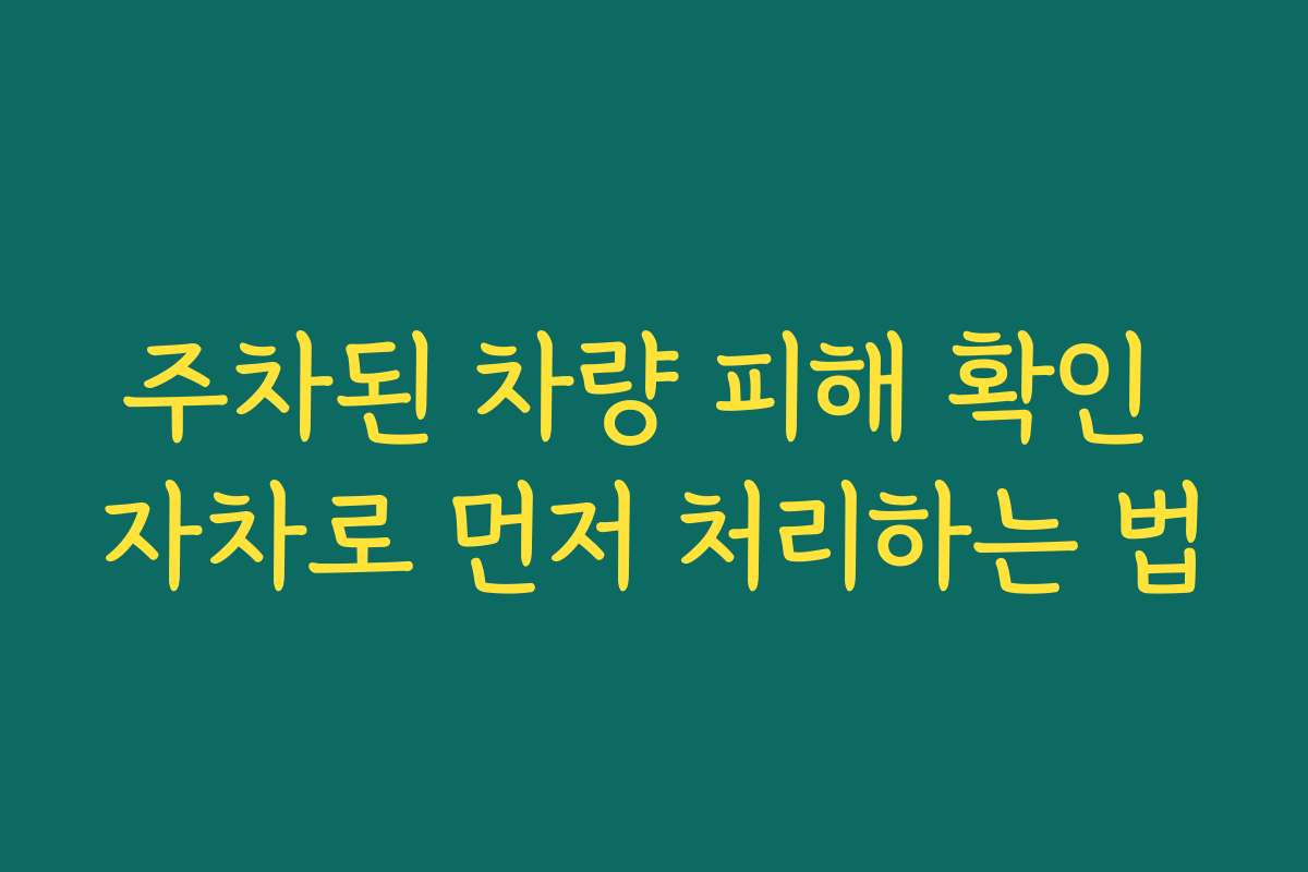 주차된 차량 피해 확인 자차로 먼저 처리하는 법