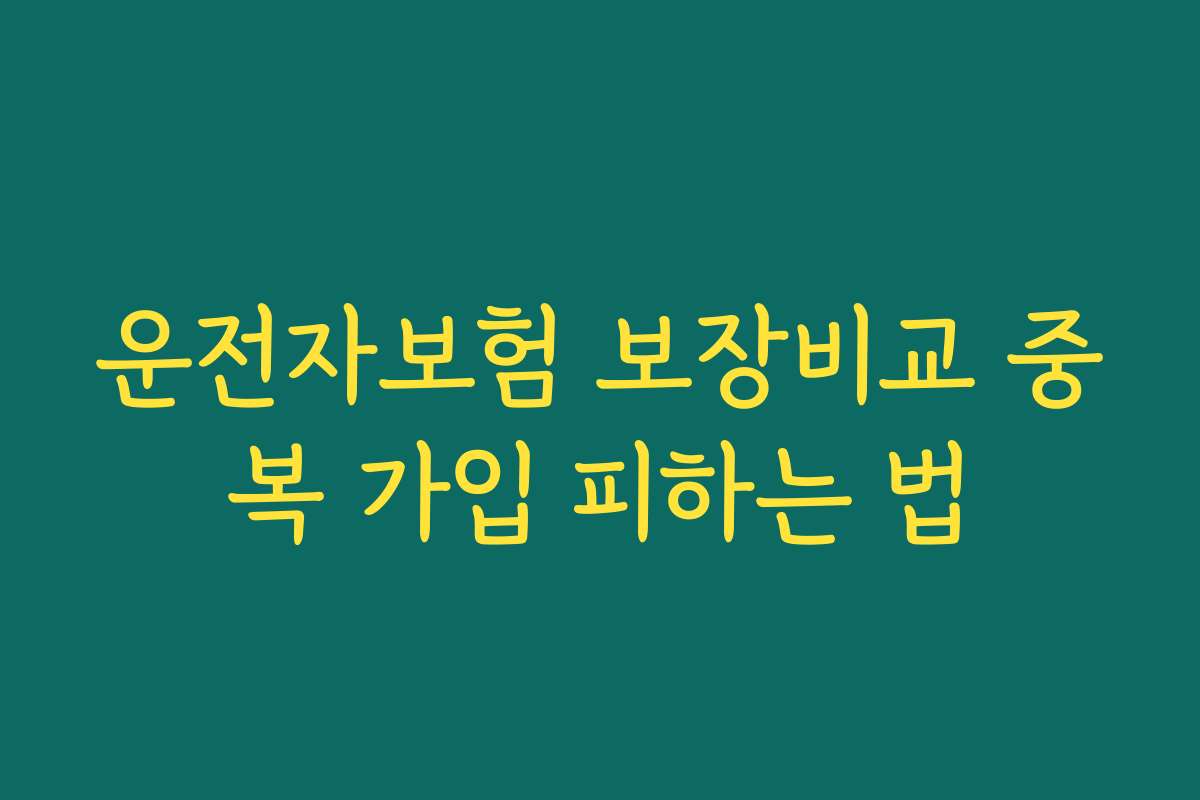 운전자보험 보장비교 중복 가입 피하는 법