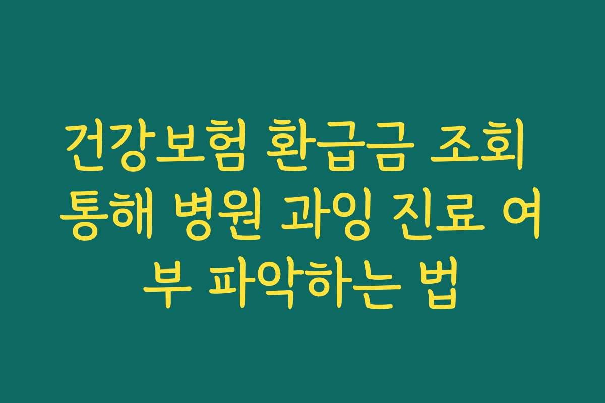 건강보험 환급금 조회 통해 병원 과잉 진료 여부 파악하는 법