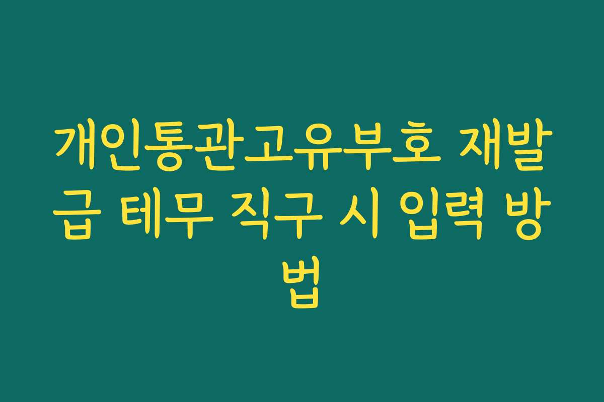 개인통관고유부호 재발급 테무 직구 시 입력 방법 개인통관고유부호 재발급 테무 직구 시 입력 방법