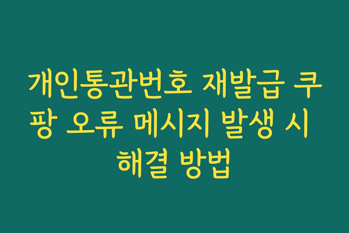 개인통관번호 재발급 쿠팡 오류 메시지 발생 시 해결 방법 개인통관번호 재발급 쿠팡 오류 메시지 발생 시 해결 방법