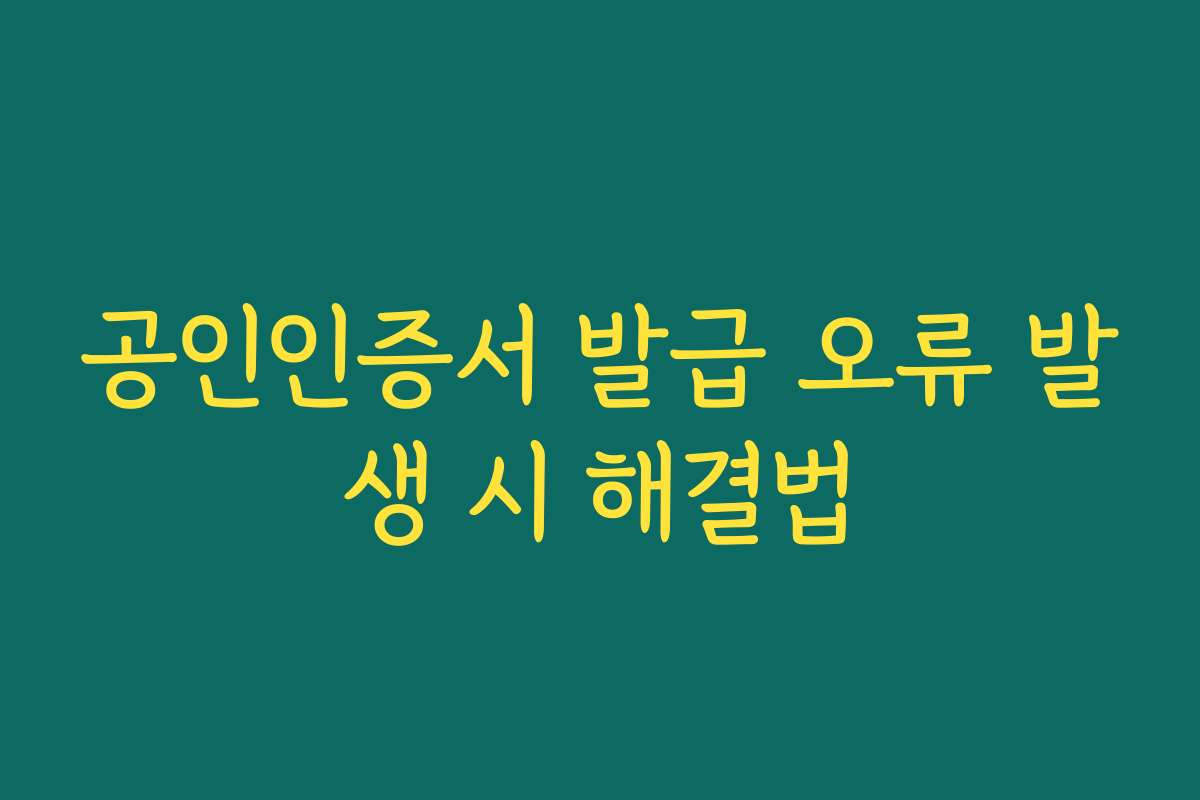 공인인증서 발급 오류 발생 시 해결법 공인인증서 발급 오류 발생 시 해결법