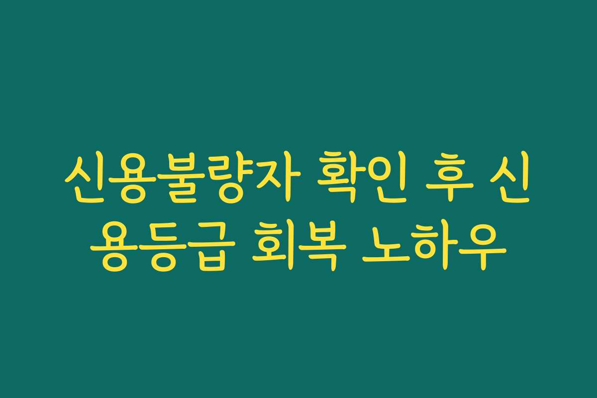 신용불량자 확인 후 신용등급 회복 노하우