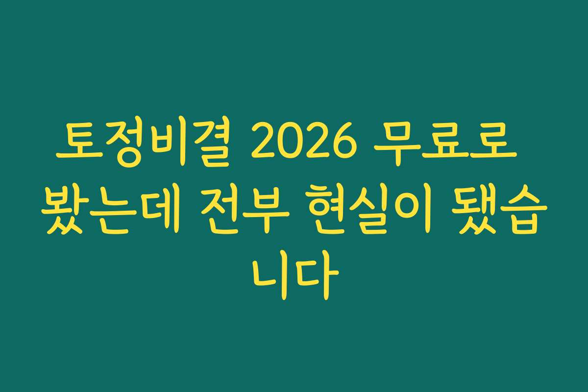 토정비결 2026 무료로 봤는데 전부 현실이 됐습니다