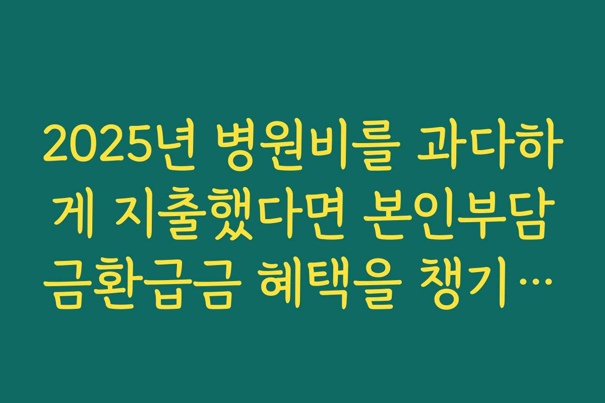 2025년 병원비를 과다하게 지출했다면 본인부담금환급금 혜택을 챙기세요