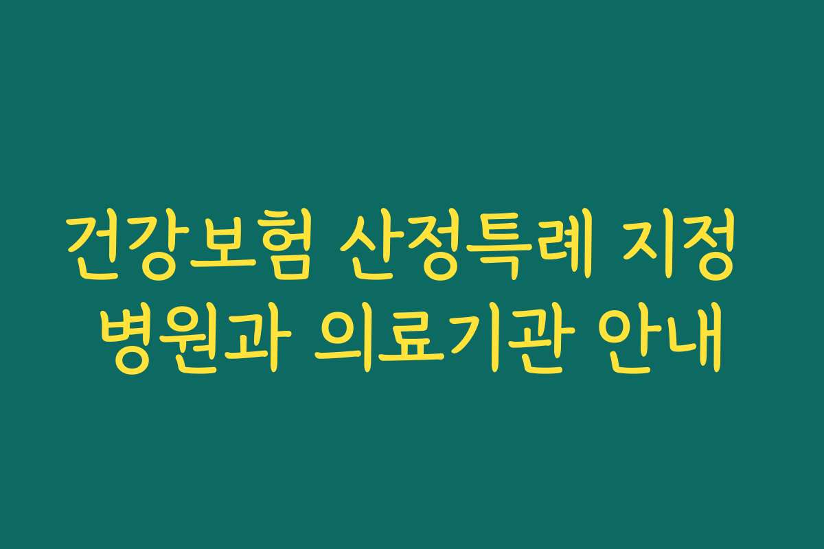 건강보험 산정특례 지정 병원과 의료기관 안내