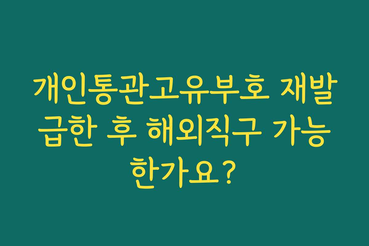 개인통관고유부호 재발급한 후 해외직구 가능한가요?