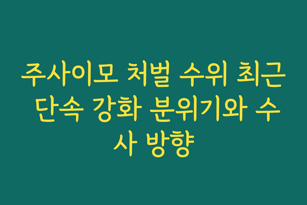 주사이모 처벌 수위 최근 단속 강화 분위기와 수사 방향