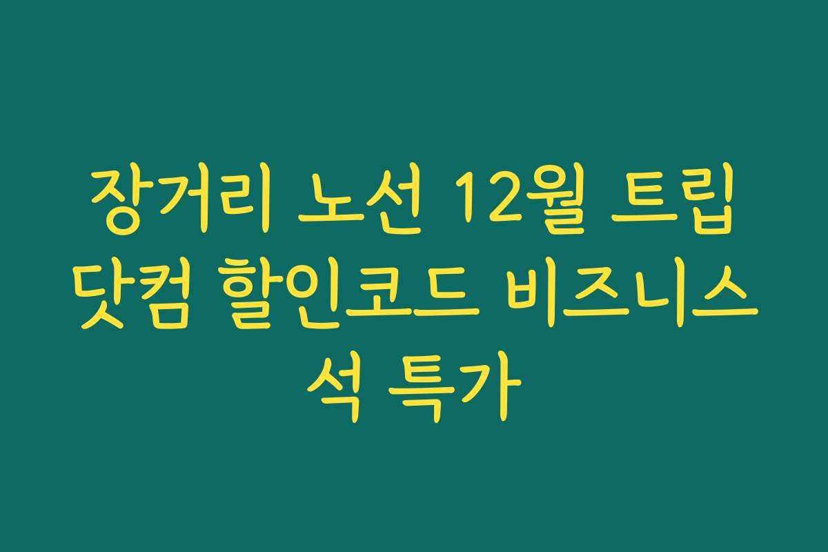장거리 노선 12월 트립닷컴 할인코드 비즈니스석 특가