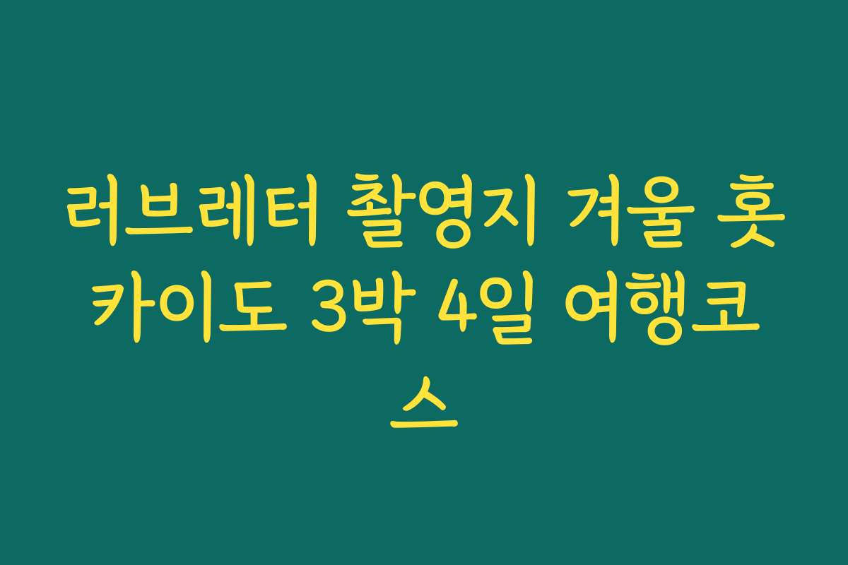러브레터 촬영지 겨울 홋카이도 3박 4일 여행코스
