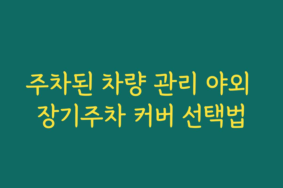주차된 차량 관리 야외 장기주차 커버 선택법