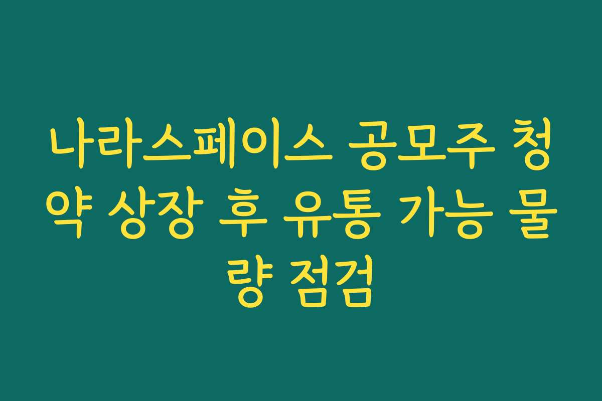 나라스페이스 공모주 청약 상장 후 유통 가능 물량 점검