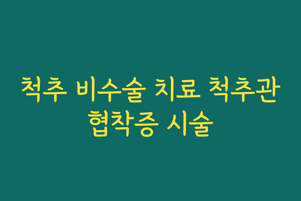 척추 비수술 치료 척추관협착증 시술