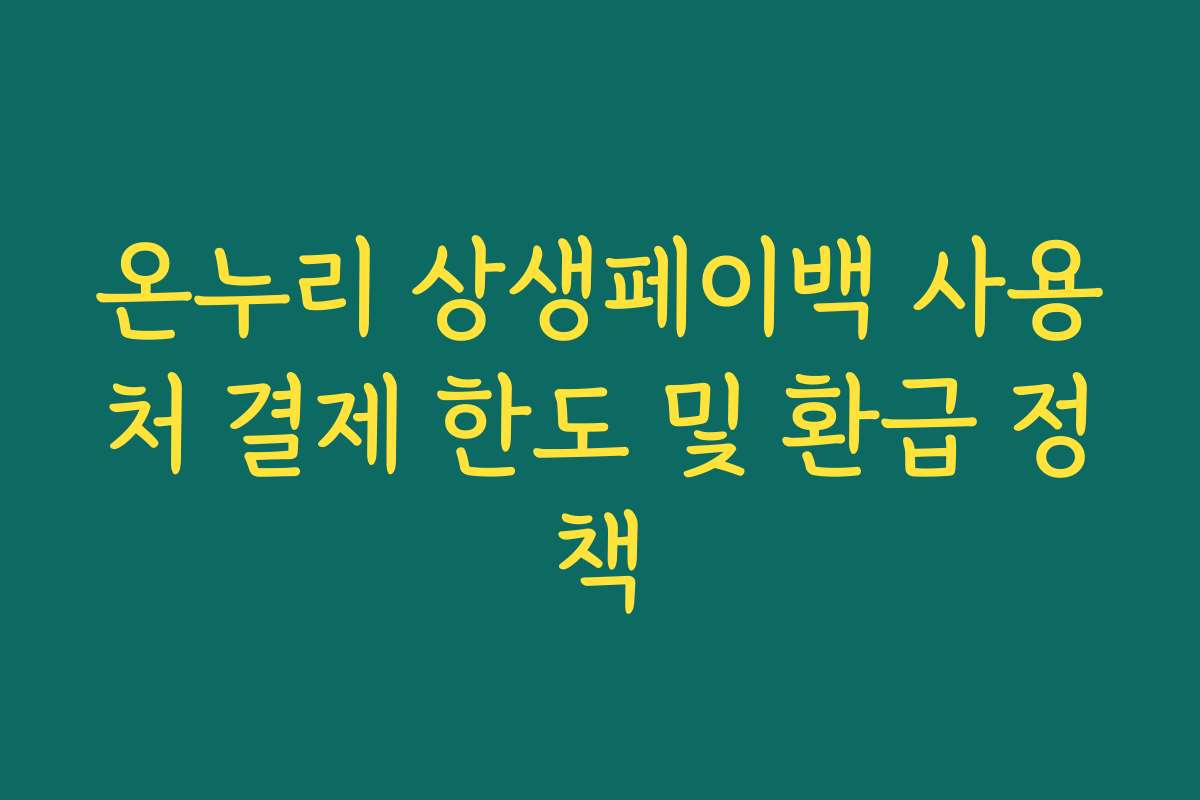 온누리 상생페이백 사용처 결제 한도 및 환급 정책 온누리 상생페이백 사용처 결제 한도 및 환급 정책