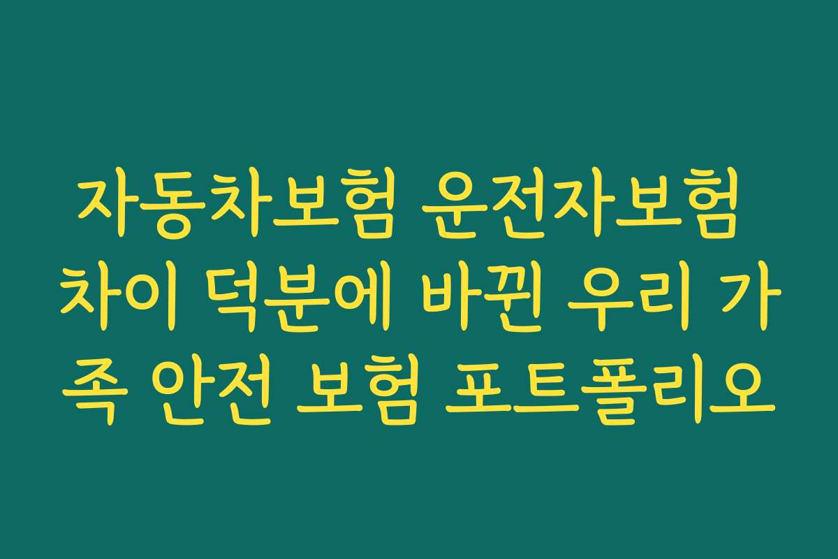 자동차보험 운전자보험 차이 덕분에 바뀐 우리 가족 안전 보험 포트폴리오 자동차보험 운전자보험 차이 덕분에 바뀐 우리 가족 안전 보험 포트폴리오