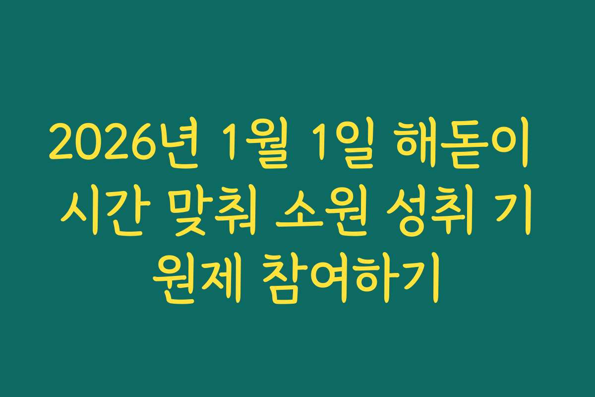 2026년 1월 1일 해돋이 시간 맞춰 소원 성취 기원제 참여하기