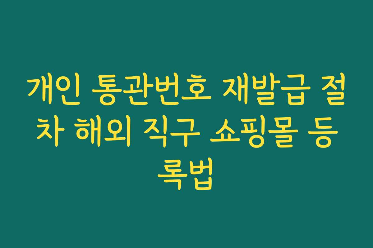 개인 통관번호 재발급 절차 해외 직구 쇼핑몰 등록법