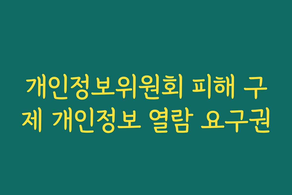 개인정보위원회 피해 구제 개인정보 열람 요구권
