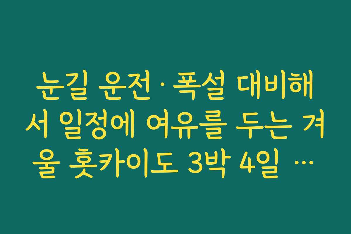 눈길 운전·폭설 대비해서 일정에 여유를 두는 겨울 홋카이도 3박 4일 여행코스 계획 세우기 눈길 운전·폭설 대비해서 일정에 여유를 두는 겨울 홋카이도 3박 4일 여행코스 계획 세우기