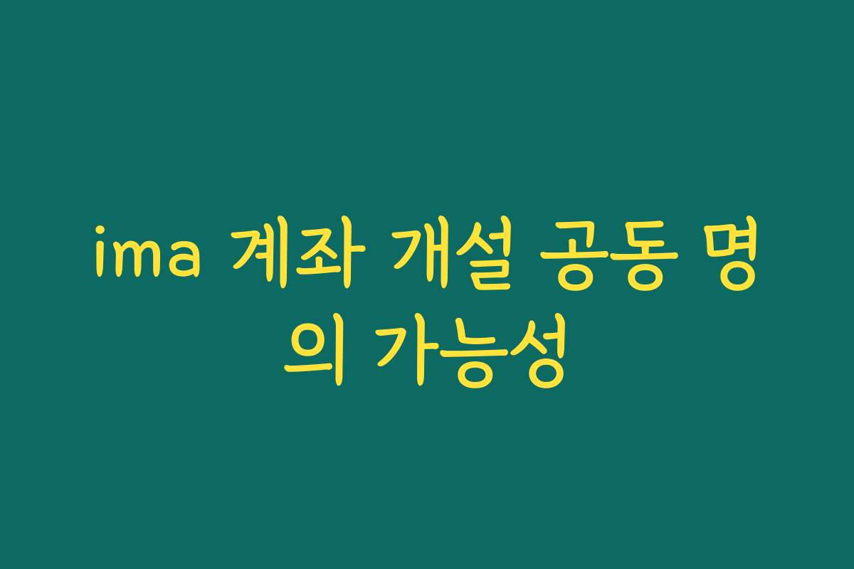 ima 계좌 개설 공동 명의 가능성