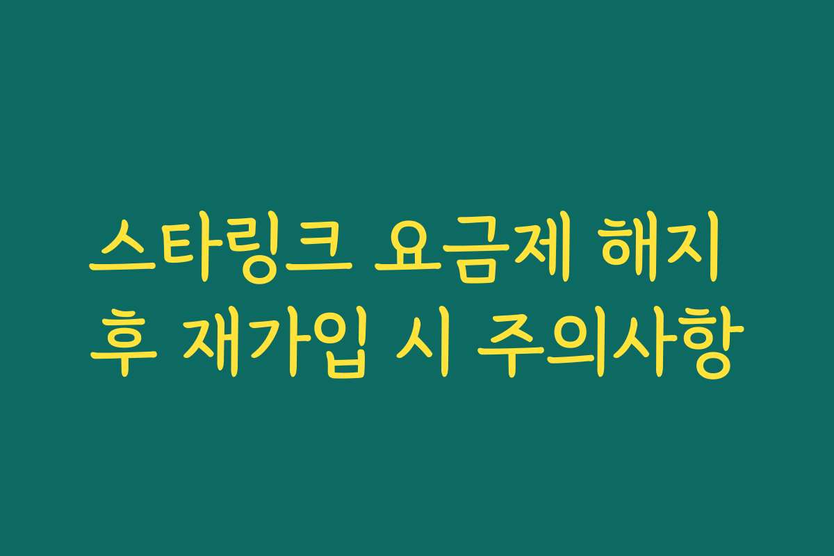 스타링크 요금제 해지 후 재가입 시 주의사항