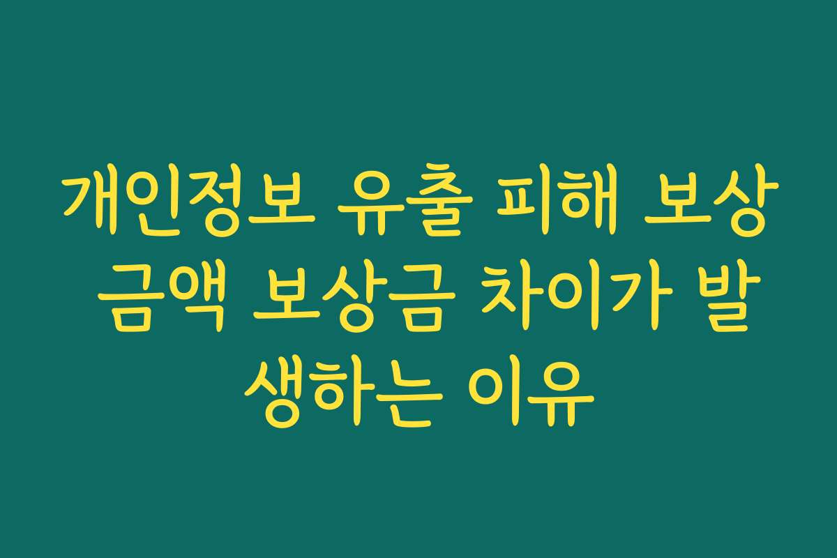 개인정보 유출 피해 보상 금액 보상금 차이가 발생하는 이유