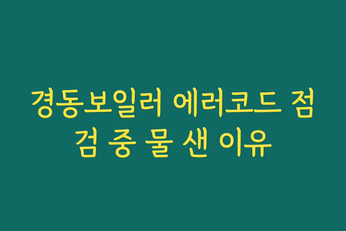 경동보일러 에러코드 점검 중 물 샌 이유 경동보일러 에러코드 점검 중 물 샌 이유