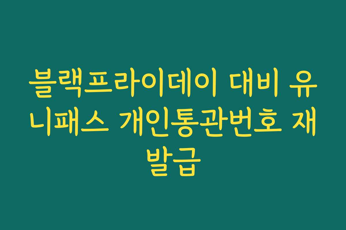블랙프라이데이 대비 유니패스 개인통관번호 재발급
