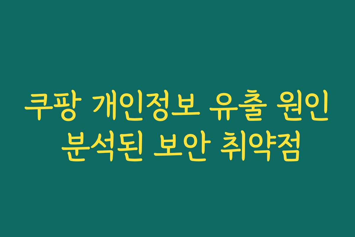 쿠팡 개인정보 유출 원인 분석된 보안 취약점