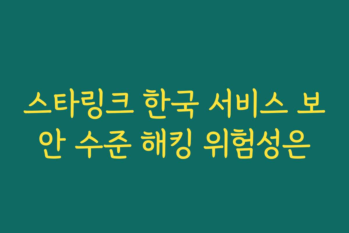스타링크 한국 서비스 보안 수준 해킹 위험성은 스타링크 한국 서비스 보안 수준 해킹 위험성은