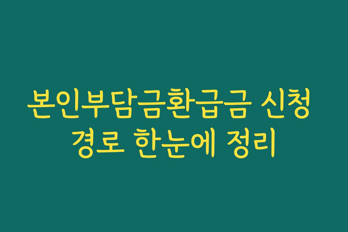 본인부담금환급금 신청 경로 한눈에 정리