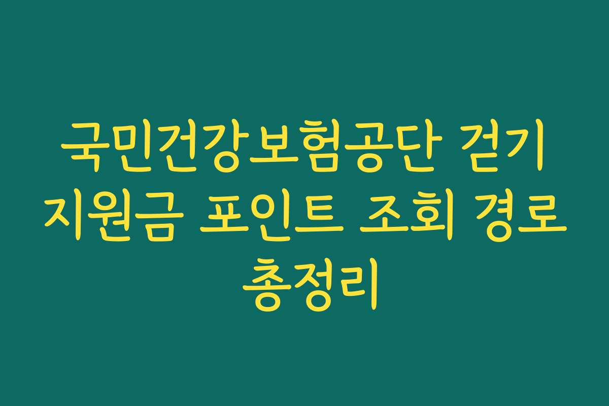 국민건강보험공단 걷기지원금 포인트 조회 경로 총정리
