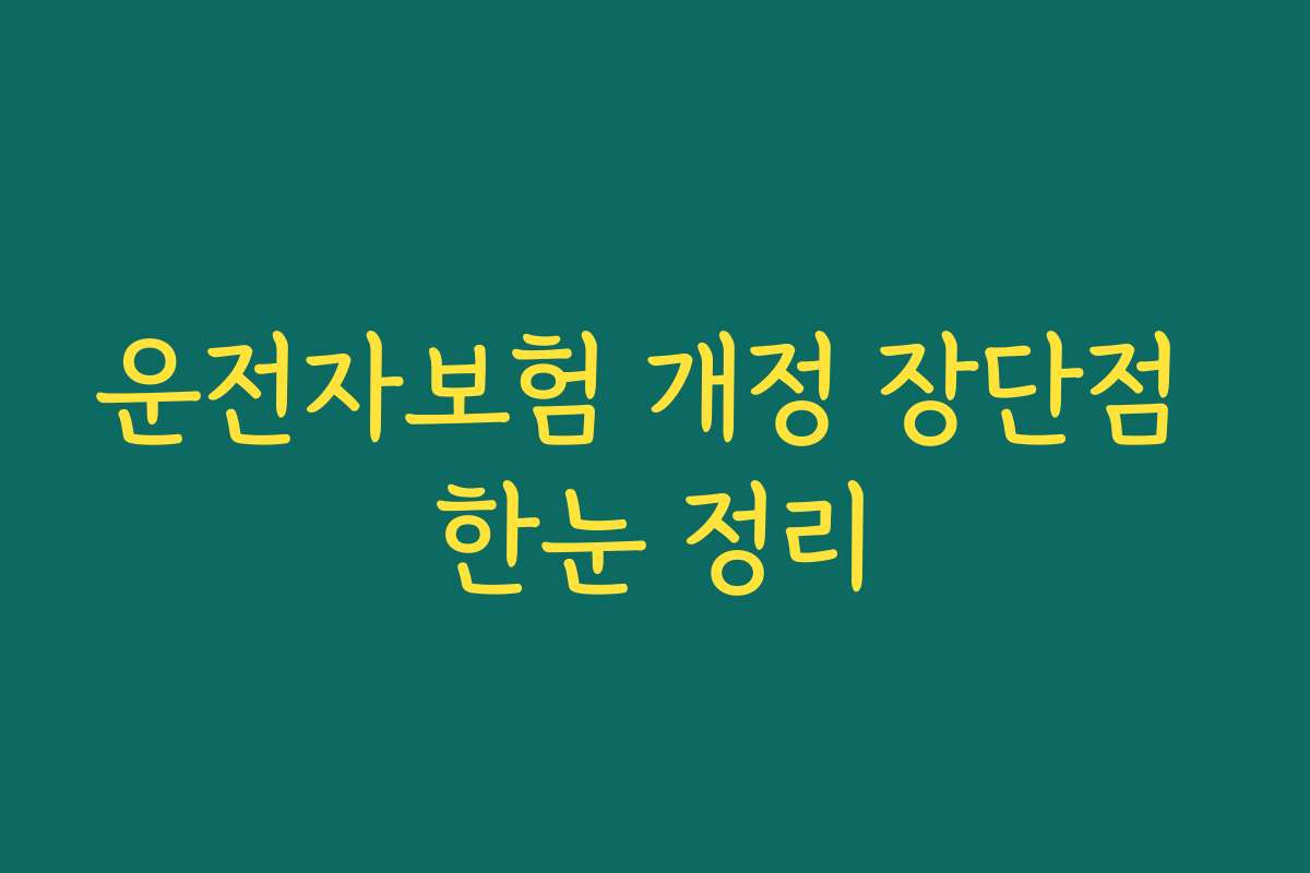 운전자보험 개정 장단점 한눈 정리