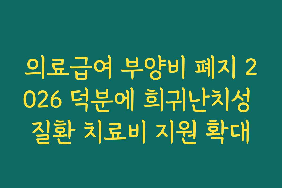 의료급여 부양비 폐지 2026 덕분에 희귀난치성 질환 치료비 지원 확대