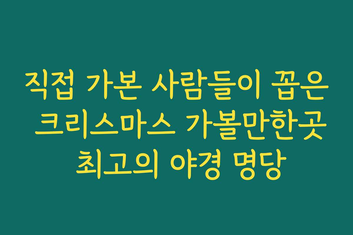 직접 가본 사람들이 꼽은 크리스마스 가볼만한곳 최고의 야경 명당