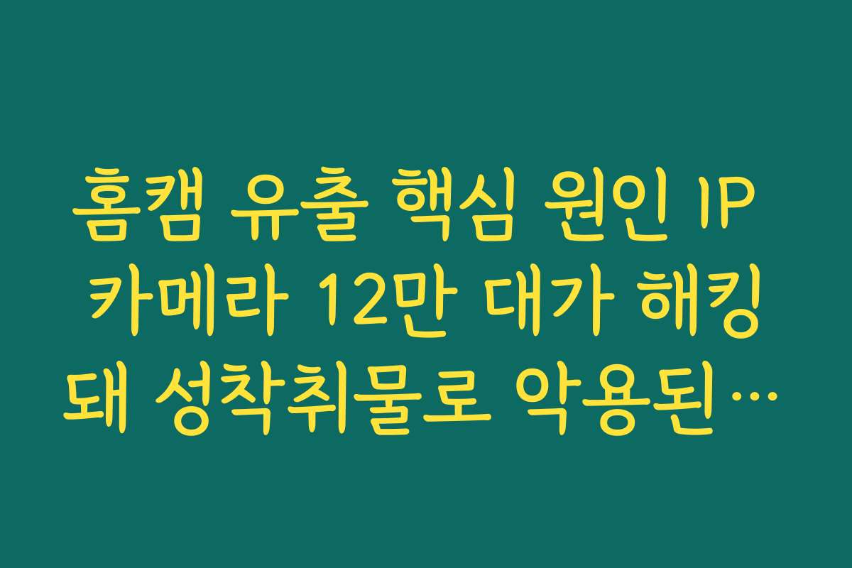 홈캠 유출 핵심 원인 IP 카메라 12만 대가 해킹돼 성착취물로 악용된 사건이 보여준 구조