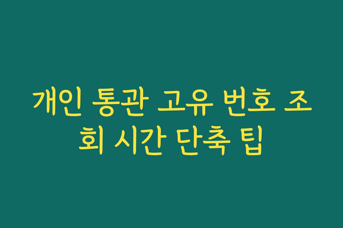 개인 통관 고유 번호 조회 시간 단축 팁
