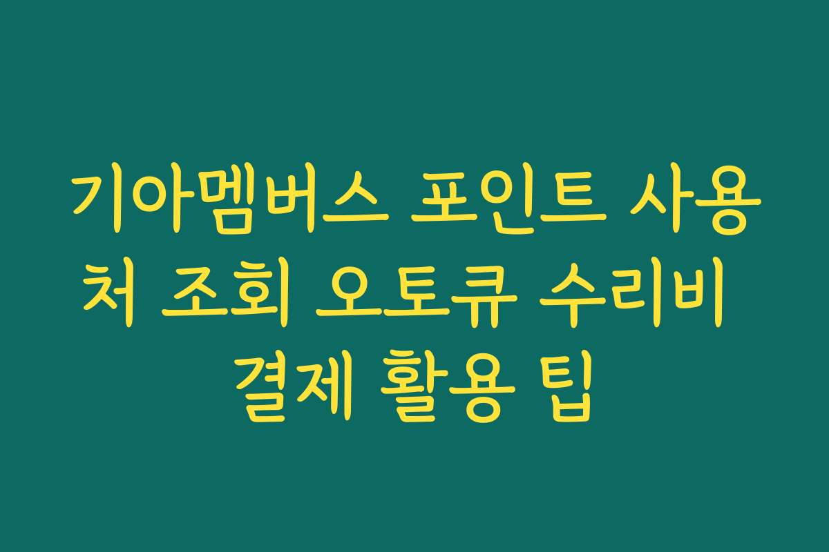 기아멤버스 포인트 사용처 조회 오토큐 수리비 결제 활용 팁