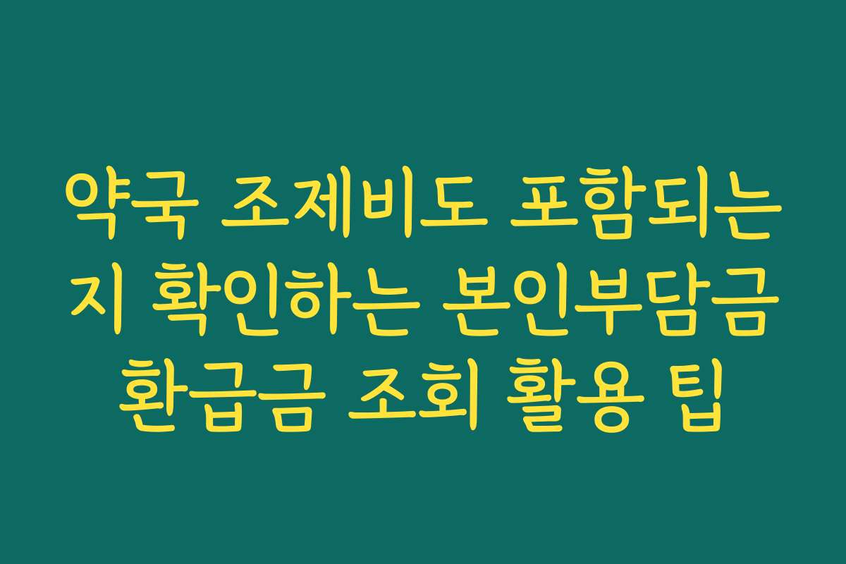 약국 조제비도 포함되는지 확인하는 본인부담금환급금 조회 활용 팁
