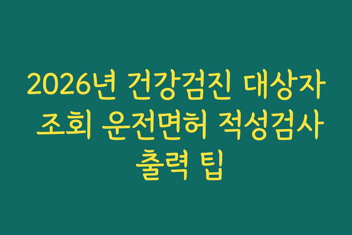 2026년 건강검진 대상자 조회 운전면허 적성검사 출력 팁