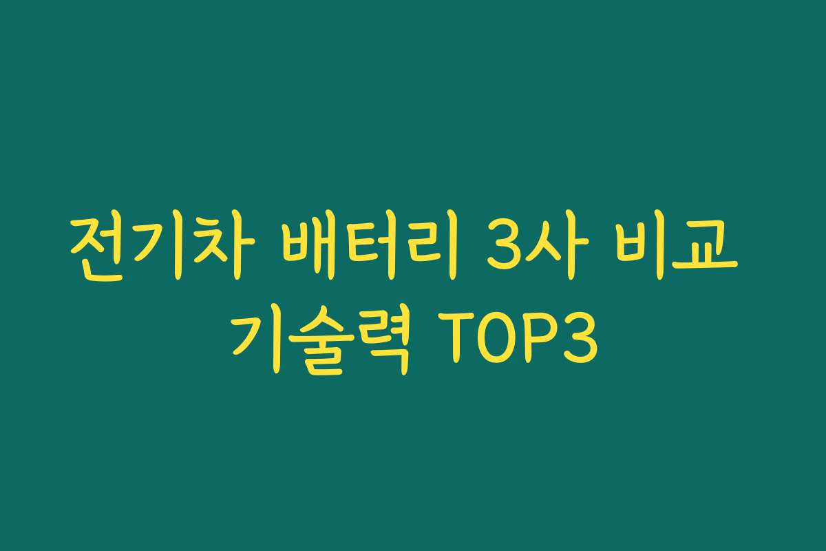 전기차 배터리 3사 비교 기술력 TOP3 전기차 배터리 3사 비교 기술력 TOP3