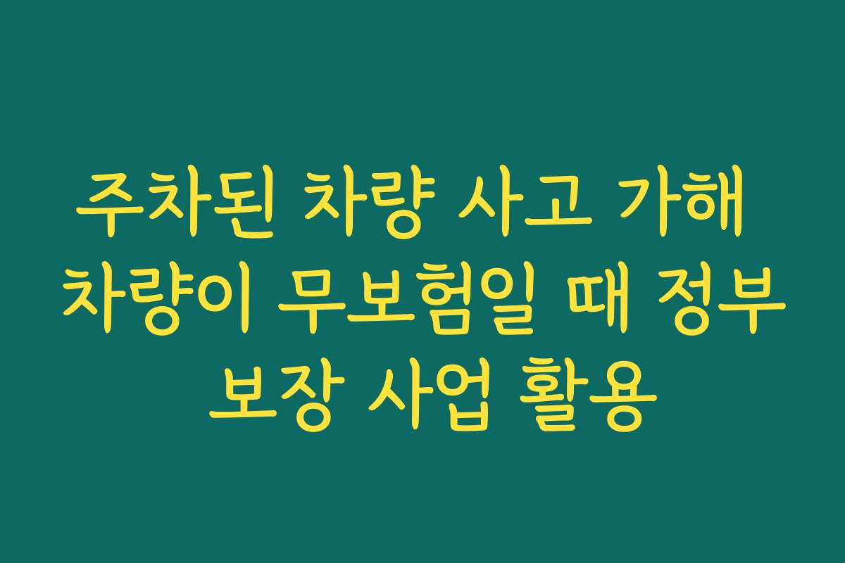 주차된 차량 사고 가해 차량이 무보험일 때 정부 보장 사업 활용 주차된 차량 사고 가해 차량이 무보험일 때 정부 보장 사업 활용