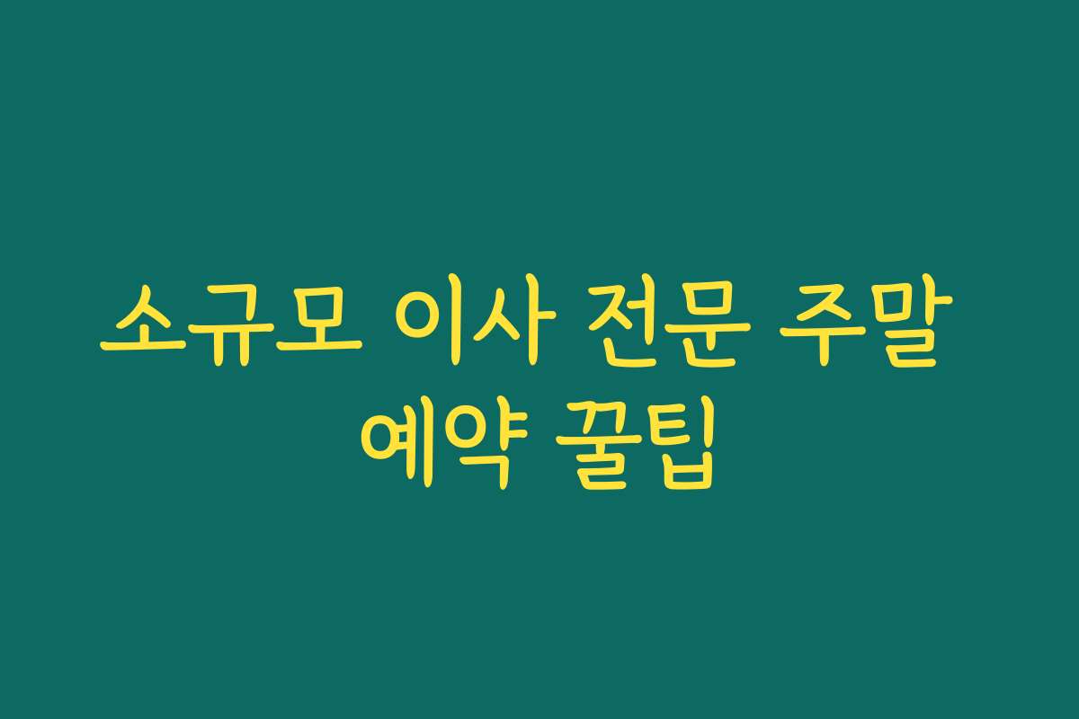 소규모 이사 전문 주말 예약 꿀팁