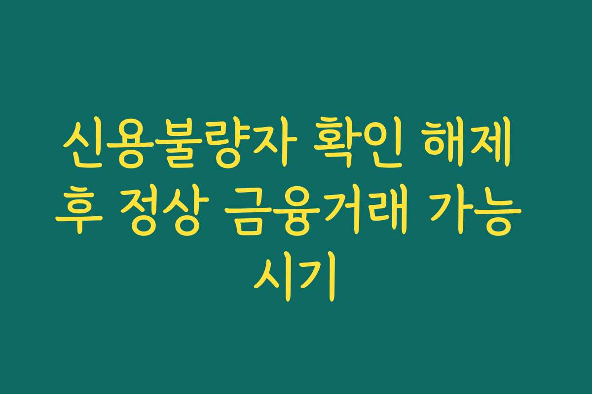 신용불량자 확인 해제 후 정상 금융거래 가능 시기 신용불량자 확인 해제 후 정상 금융거래 가능 시기