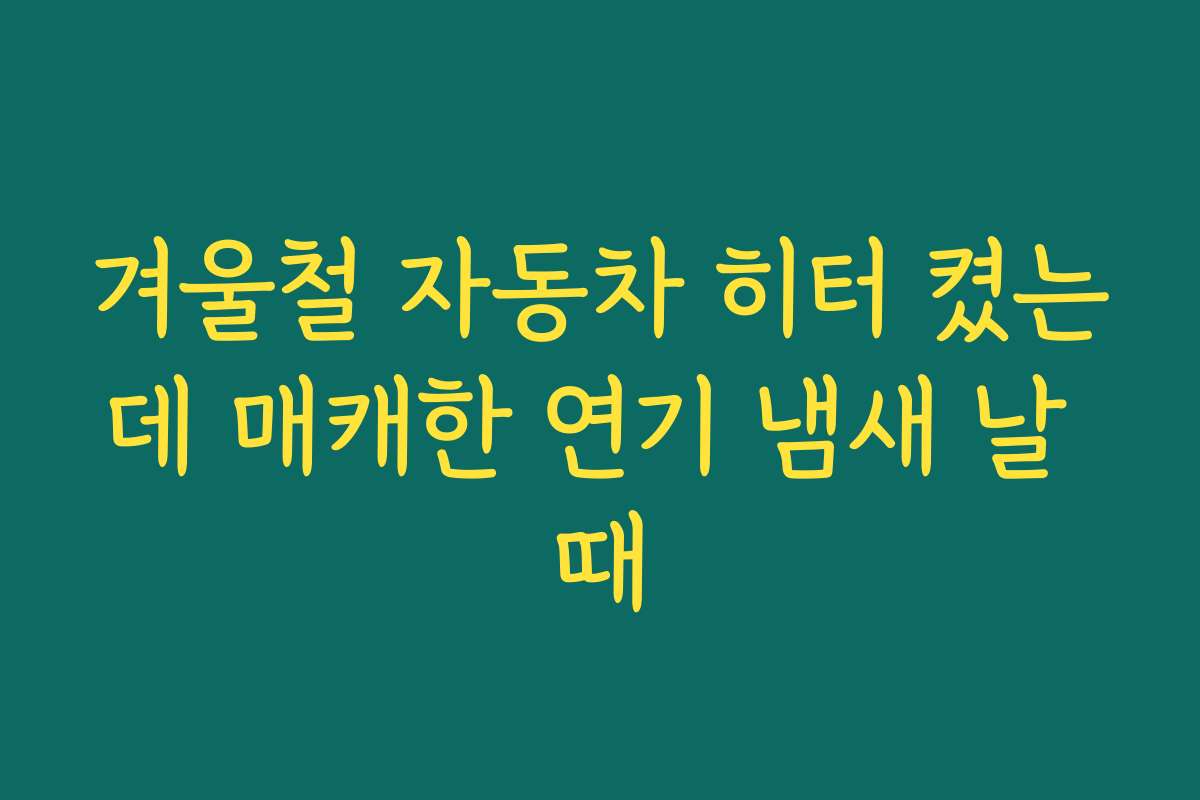겨울철 자동차 히터 켰는데 매캐한 연기 냄새 날 때