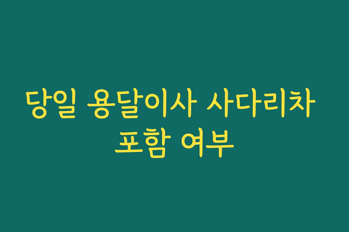 당일 용달이사 사다리차 포함 여부